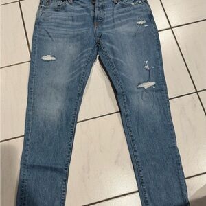 Abercrombie & Fitch Distressed Blue Slim Straight Jeans